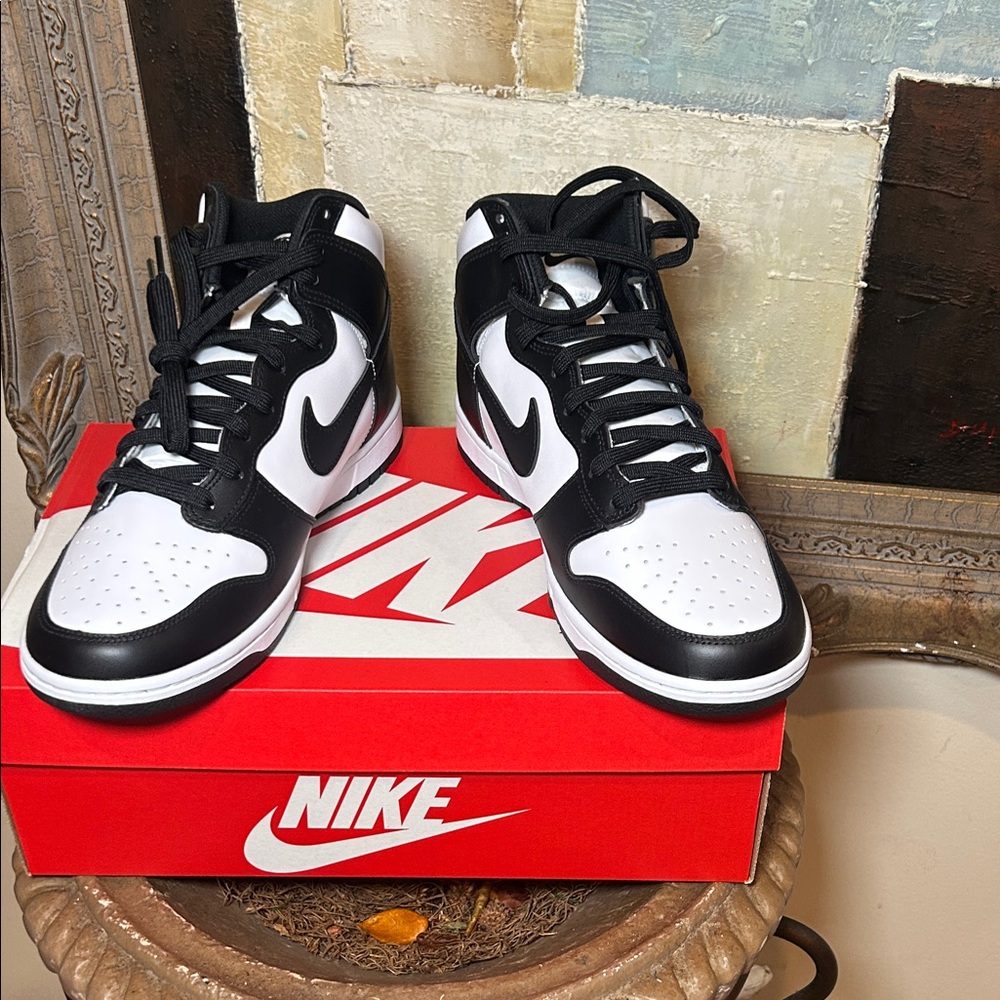 Nike Black and White Nike Dunk HI Retro-Panda - Picture 5 of 6